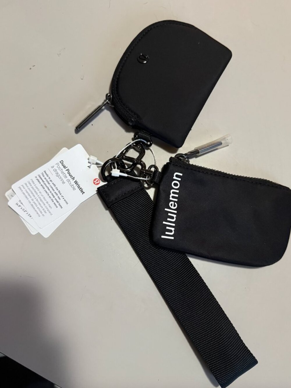 NWT Lululemon Dual Pouch Wristlet Black
